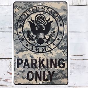 U.S. Army Metal Parking Sign 12x8 Military Veteran Garage Man Cave Decor Gift